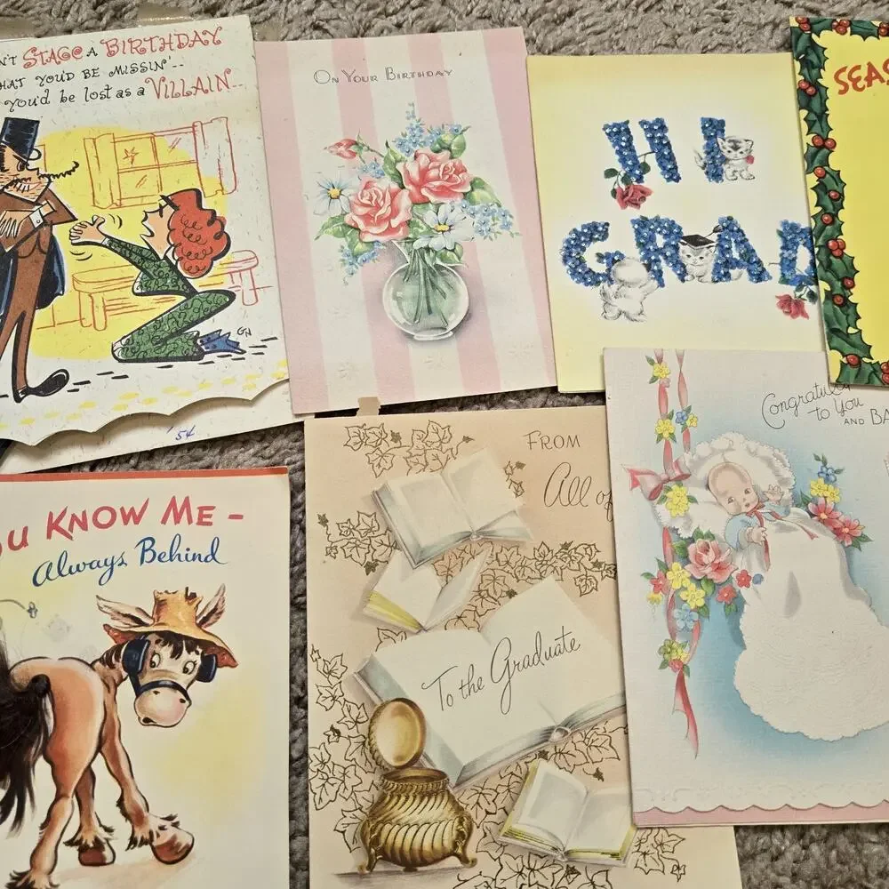 Vintage Greeting Card Lof Of‎ 18: Christmas, Baby, Graduation